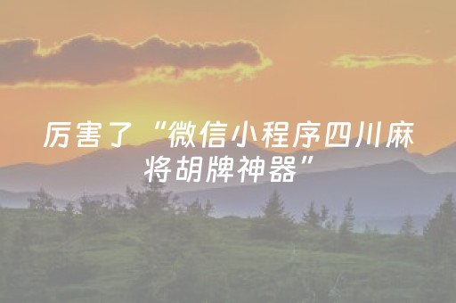 厉害了“微信小程序四川麻将胡牌神器”（为什么有人一直赢)