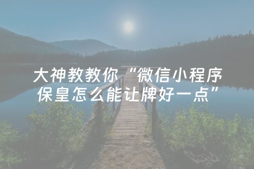 大神教教你“微信小程序保皇怎么能让牌好一点”（外辅工具)