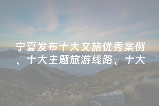 宁夏发布十大文旅优秀案例、十大主题旅游线路、十大旅游名村、十大夜间文化和旅游消费集聚区
