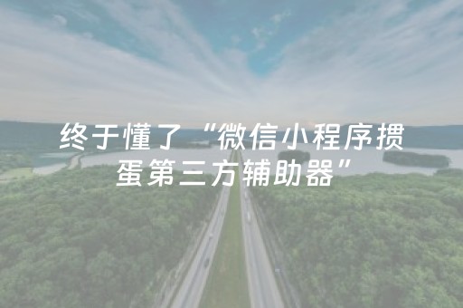 终于懂了“微信小程序掼蛋第三方辅助器”（助赢神器购买)