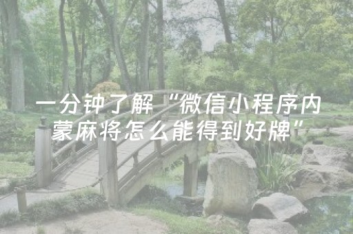 一分钟了解“微信小程序内蒙麻将怎么能得到好牌”（怎么才会赢)