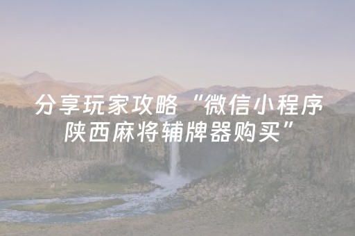 分享玩家攻略“微信小程序陕西麻将辅牌器购买”（可以设置输赢吗)