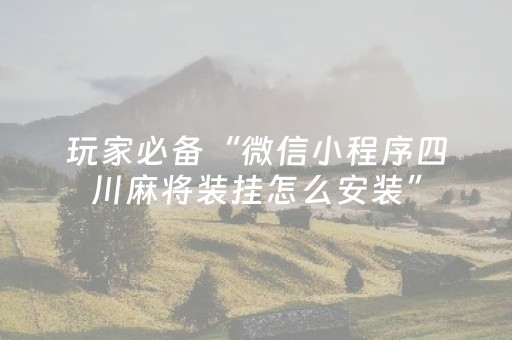 玩家必备“微信小程序四川麻将装挂怎么安装”（专用神器下载)