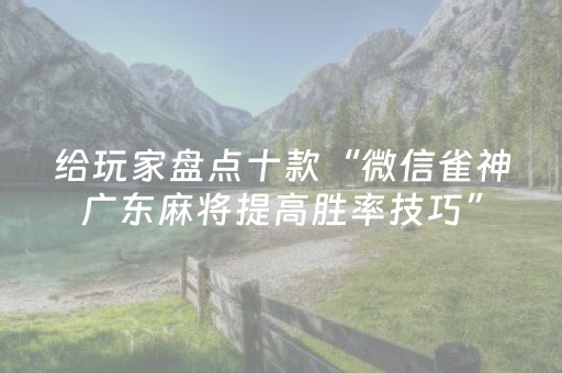给玩家盘点十款“微信雀神广东麻将提高胜率技巧”（必赢神器)