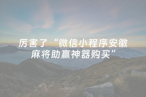 厉害了“微信小程序安徽麻将助赢神器购买”（AI辅助胡牌规则)