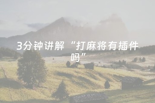 3分钟讲解“打麻将有插件吗”（助赢神器)