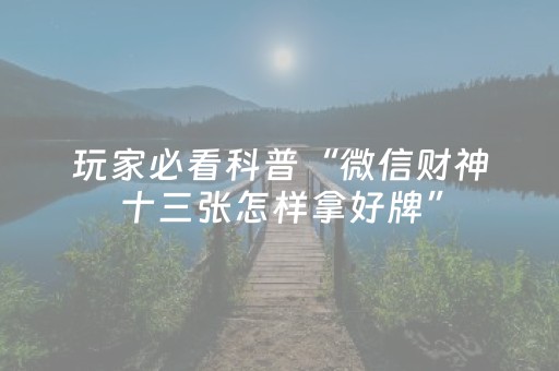 玩家必看科普“微信财神十三张怎样拿好牌”（软挂神器)