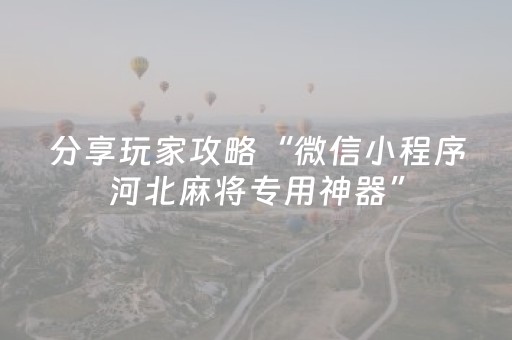 分享玩家攻略“微信小程序河北麻将专用神器”（攻略插件)