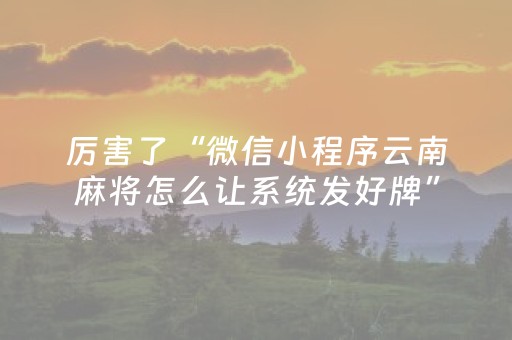 厉害了“微信小程序云南麻将怎么让系统发好牌”（胜率到哪调)