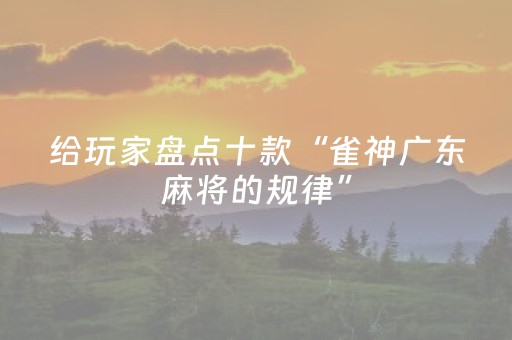 给玩家盘点十款“雀神广东麻将的规律”（提高胜率技巧)