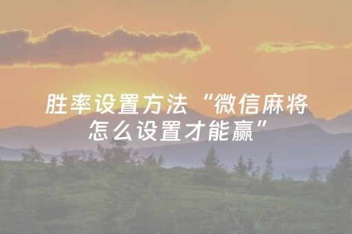 胜率设置方法“微信麻将怎么设置才能赢”（输赢规律)