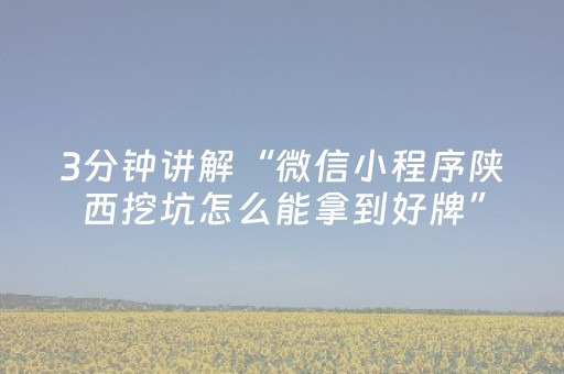 3分钟讲解“微信小程序陕西挖坑怎么能拿到好牌”（好友房怎么才能赢)