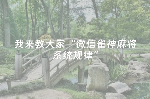 我来教大家“微信雀神麻将系统规律”（充会员胜率高)