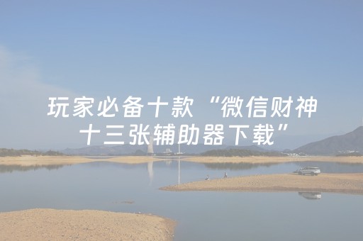 玩家必备十款“微信财神十三张辅助器下载”（辅助软件)