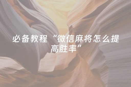必备教程“微信麻将怎么提高胜率”（辅助器通用版)