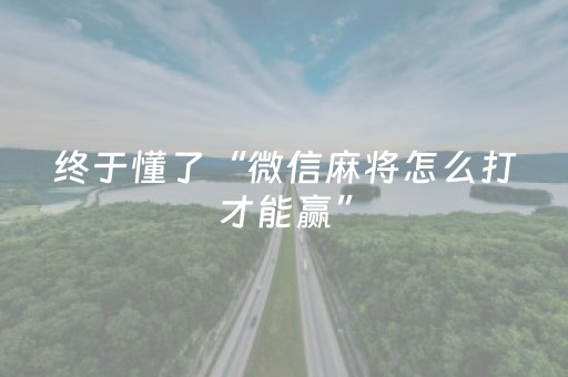 终于懂了“微信麻将怎么打才能赢”（提高胜率技巧)