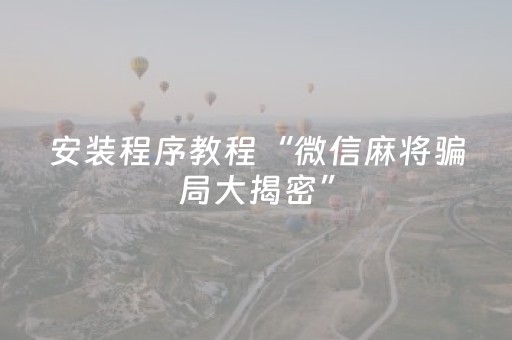 安装程序教程“微信麻将骗局大揭密”（必赢神器免费安装)