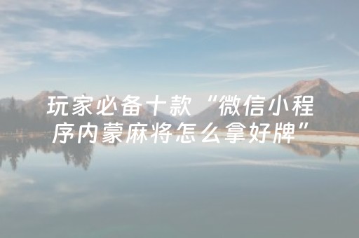 玩家必备十款“微信小程序内蒙麻将怎么拿好牌”（专用神器)