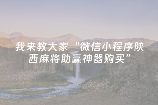 我来教大家“微信小程序陕西麻将助赢神器购买”（插件可信吗)