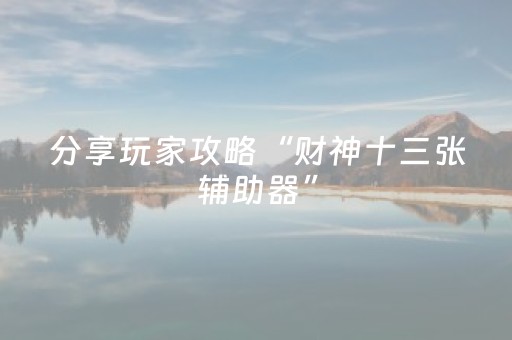 分享玩家攻略“财神十三张辅助器”（辅助神器免费)