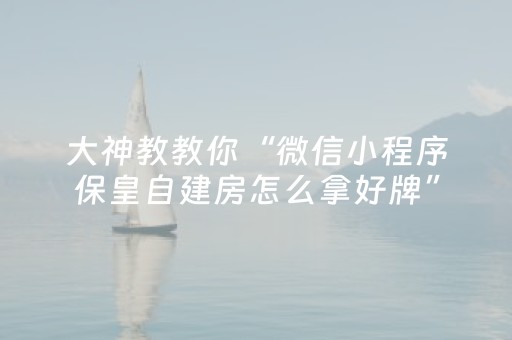 大神教教你“微信小程序保皇自建房怎么拿好牌”（神器通用版)
