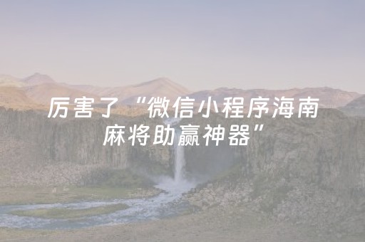 厉害了“微信小程序海南麻将助赢神器”（外辅工具)