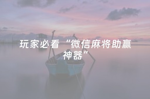 玩家必看“微信麻将助赢神器”（技巧和打好牌方法)