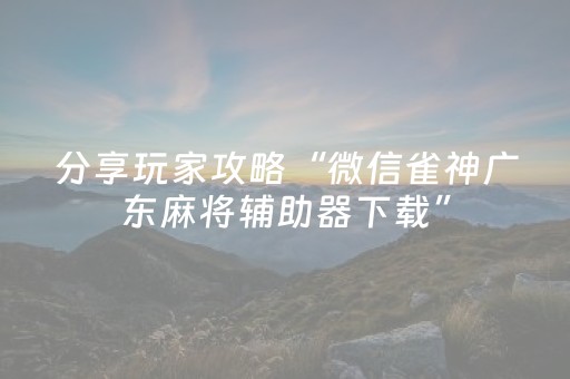分享玩家攻略“微信雀神广东麻将辅助器下载”（必赢神器)
