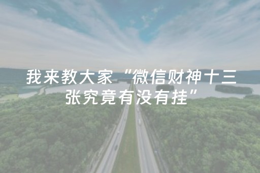 我来教大家“微信财神十三张究竟有没有挂”（透明器教程)