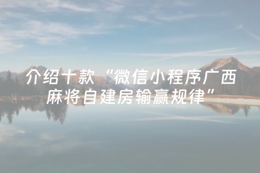 介绍十款“微信小程序广西麻将自建房输赢规律”（开挂辅助器插件)