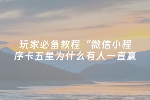 玩家必备教程“微信小程序卡五星为什么有人一直赢”（开挂辅助插件)