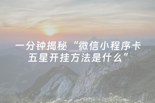 一分钟揭秘“微信小程序卡五星开挂方法是什么”（做弊器软件下载)