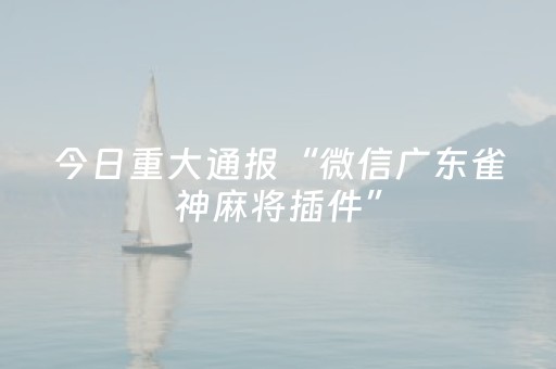 今日重大通报“微信广东雀神麻将插件”（规律确实有挂)