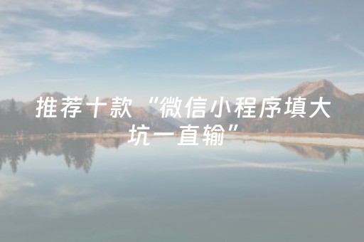 推荐十款“微信小程序填大坑一直输”（助攻神器)