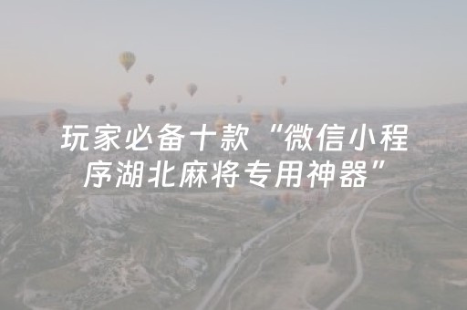 玩家必备十款“微信小程序湖北麻将专用神器”（开挂辅助脚本)