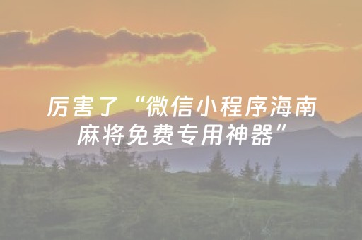 厉害了“微信小程序海南麻将免费专用神器”（辅助器下载)
