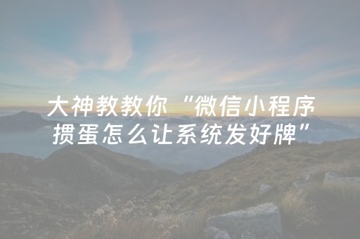 大神教教你“微信小程序掼蛋怎么让系统发好牌”（确实有插件吗)
