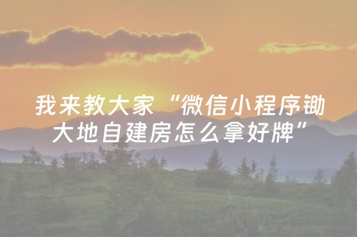 我来教大家“微信小程序锄大地自建房怎么拿好牌”（挂件神器)