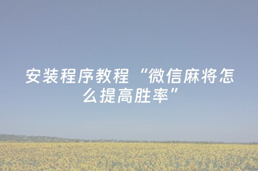 安装程序教程“微信麻将怎么提高胜率”（免费专用神器)