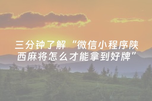 三分钟了解“微信小程序陕西麻将怎么才能拿到好牌”（确实有插件吗)