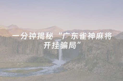 一分钟揭秘“广东雀神麻将开挂骗局”（胜率到哪调)