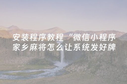 安装程序教程“微信小程序家乡麻将怎么让系统发好牌”（专用神器下载)