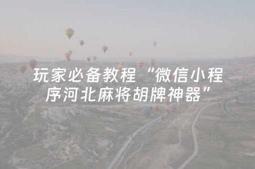 玩家必备教程“微信小程序河北麻将胡牌神器”（免费专用神器)