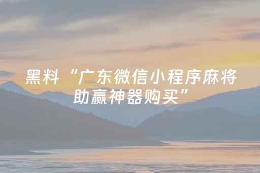 黑料“广东微信小程序麻将助赢神器购买”（辅助神器免费)