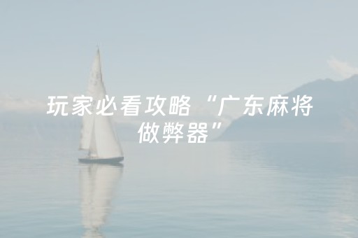 玩家必看攻略“广东麻将做弊器”（怎么能让牌好一点)