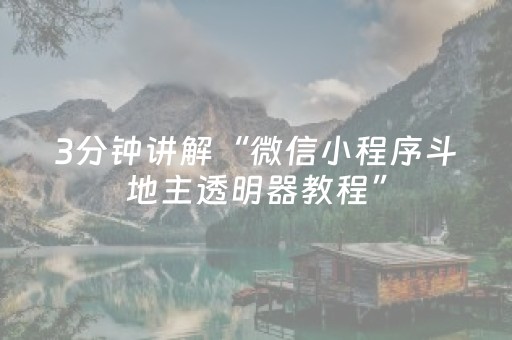 3分钟讲解“微信小程序斗地主透明器教程”（怎么提高胜率)