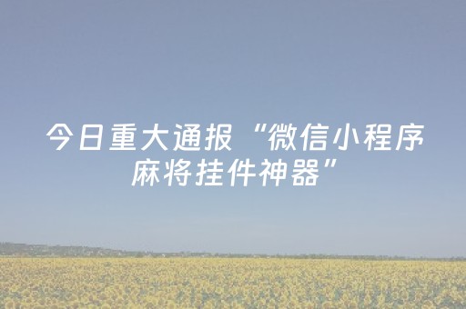 今日重大通报“微信小程序麻将挂件神器”（插件开挂免费AI)