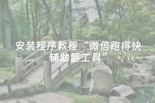 安装程序教程“微信跑得快辅助器工具”（输赢跟id号有关系吗)