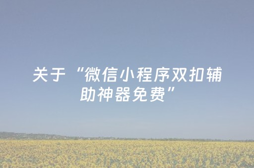 关于“微信小程序双扣辅助神器免费”（辅助软件)