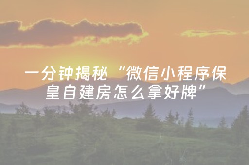 一分钟揭秘“微信小程序保皇自建房怎么拿好牌”（究竟是不是有挂)